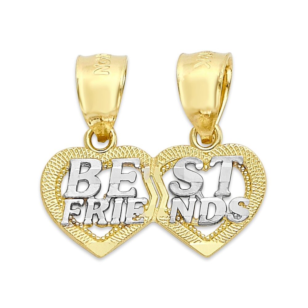 Solid 14k Two-Tone Breakable Heart Pendant - Jewelry Gifts for Best Friends